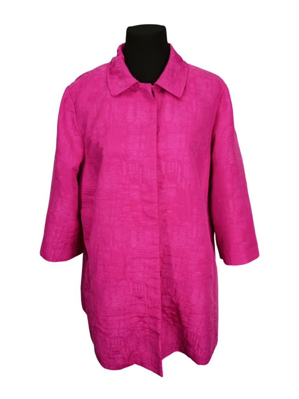 Chicos Womens Hot Pink‎ Pleated Back Topper Jacket Size 3 (XL) Vibrant Patterned